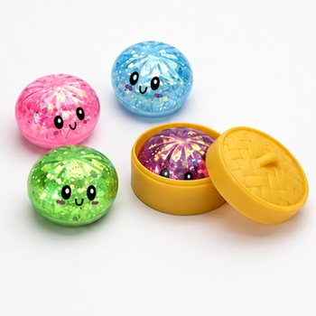 RAGE - Сквиш с блестками GLITTER Dumplings МАЛЕНЬКИЙ (Разм. 5.5 x 5.5 x 3 см) - Вирусная антистресс-игрушка 2026 (24 шт.)