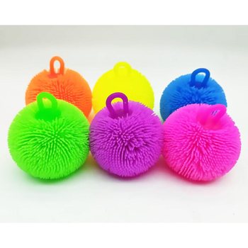 ПУШИСТЫЙ МЯЧИК PUFFER ЯРКИХ ЦВЕТОВ - 8 СМ - В ДИСПЛЕЕ (12 шт.)