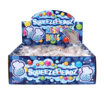 МЯЧИ-АНТИСТРЕСС В СЕТКЕ SQUEEZY BEADZ В ДИСПЛЕЕ (36 шт.)