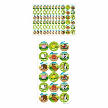 FUN STICKERS - НАКЛЕЙКИ С ЖИВОТНЫМИ ФЕРМЫ - 18 НАКЛЕЕК НА ЛИСТЕ (10 шт.)