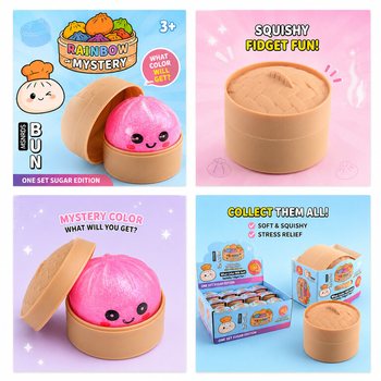 Сквиш RAGE SUGAR EDITION Bun Dumplings МАЛЕНЬКИЙ (5.3 x 5.3 x 4.1 См) Viral 2026 Fidget Toy (24 шт.)