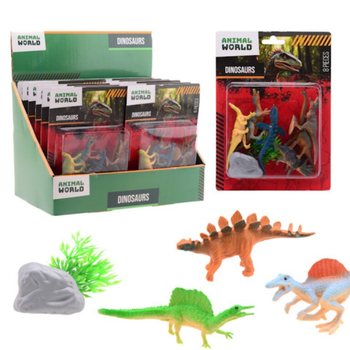ANIMAL WORLD - Игровой Набор Динозавры 8 Предметов - В Дисплее (12 шт.)