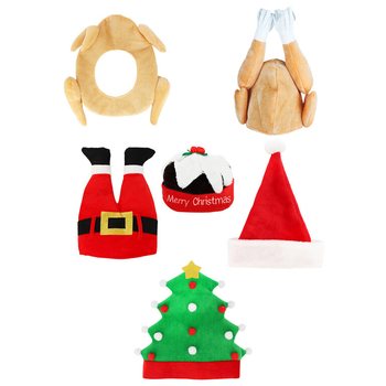 МИКС ЛЮКСОВЫХ ЗАБАВНЫХ НОВОГОДНИХ ШАПОК - XMAS CAPS (6 шт.)