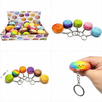 Хит продаж: брелоки-антистресс Squishy Dumplings - Микс цветов - В дисплее (24 шт.)