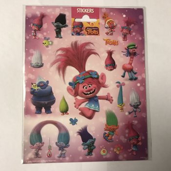 БОЛЬШИЕ ЛИСТЫ НАКЛЕЕК TROLLS, 20x16 см (10 шт.)