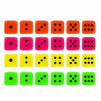 Игральные кости 2,5 см в дисплее - Смешанные цвета (125 штук)