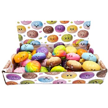 Хит продаж: брелоки-антистресс Squishy Dumplings - Микс цветов - В дисплее (24 шт.)