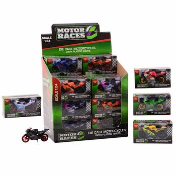 МОТОЦИКЛ SUPER SPORT DIE CAST, МАСШТАБ 1:24 В ДИСПЛЕЕ (24 шт.)