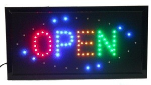 Светодиодная вывеска LED OPEN - 4 Цвета - Мигающая