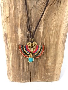 Ожерелье HANDMADE ORIGINALS с голубым камнем (Bluestone) красно-коричневое (1 шт.)
