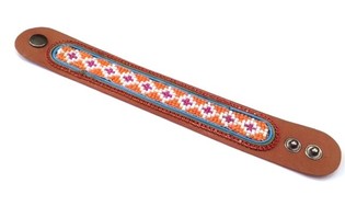 Кожаный браслет Ацтек с красными стразами (1 шт.)