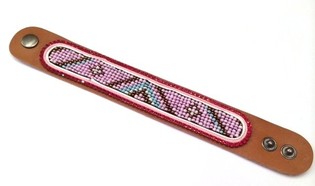 Кожаный ацтекский браслет с красными стразами (1 шт.)