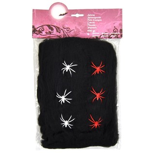 Черная Паутина на Хэллоуин 100г с 6 Пауками (6 шт.)