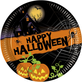 Набор из 8 одноразовых тарелок - Модель: Happy Halloween (6 шт.)