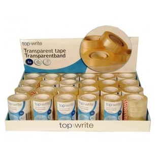 TOPWRITE - ПРОЗРАЧНАЯ КЛЕЙКАЯ ЛЕНТА 6 РУЛОНОВ В ДИСПЛЕЕ (24 НАБОРА ПО 6)