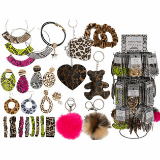 **МЕГА ДЕШЕВО** ПОЛНЫЙ КРУТЯЩИЙСЯ СТЕНД С УКРАШЕНИЯМИ И АКСЕССУАРАМИ ANIMAL PRINT (180 шт.)