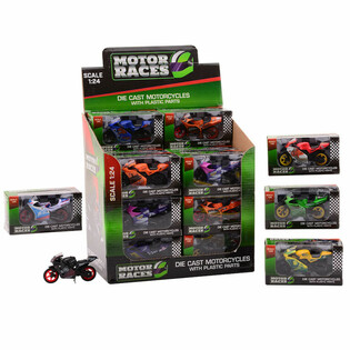 МОТОЦИКЛ SUPER SPORT DIE CAST, МАСШТАБ 1:24 В ДИСПЛЕЕ (24 шт.)