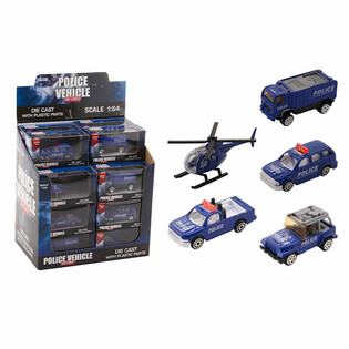 Металлические Полицейские Машинки Die-Cast Mix, Масштаб 1:64 в Дисплее (24 шт.)