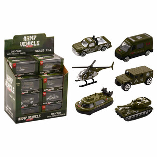 Металлический военный транспорт Die Cast, масштаб 1:64 в дисплее (24 шт.)