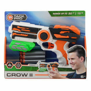 Пистолет TACK PRO CROW II с 6 мягкими дротиками - 23 см