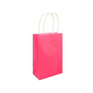 Бумажный пакет с ручками - 14x21x7 см - Цвет: Неоново-розовый (24 шт.)