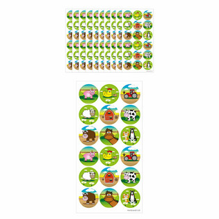FUN STICKERS - НАКЛЕЙКИ С ЖИВОТНЫМИ ФЕРМЫ - 18 НАКЛЕЕК НА ЛИСТЕ (10 шт.)