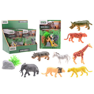 ANIMAL WORLD - НАБОР САФАРИ ЖИВОТНЫЕ 10 ПРЕДМЕТОВ НА КАРТЕ - В ДИСПЛЕЕ (12 шт.)