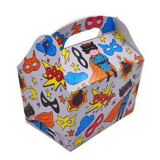 КОРОБКА ДЛЯ ДЕТСКОГО МЕНЮ: SUPERHERO - Разм. 18.5x12x19 СМ - ФУДБОКС - КИДЗБОКС (24 шт.)