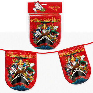 SINTERKLAAS - Гирлянда из флажков Welkom Sinterklaas - 10 м (6 шт.)